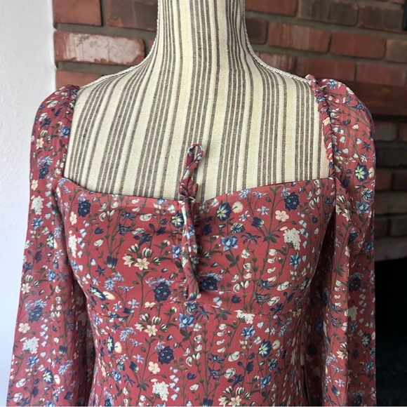 Aritzia Wilfred Jacqueline Floral Midi Dress in Rust Sz 6 - Picture 5 of 12